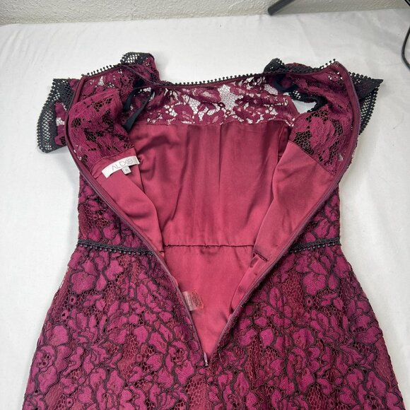 Alexis Evie Lace Sheath Midi Dress Cold Shoulder Burgundy Wine Medium - Picture 15 of 16